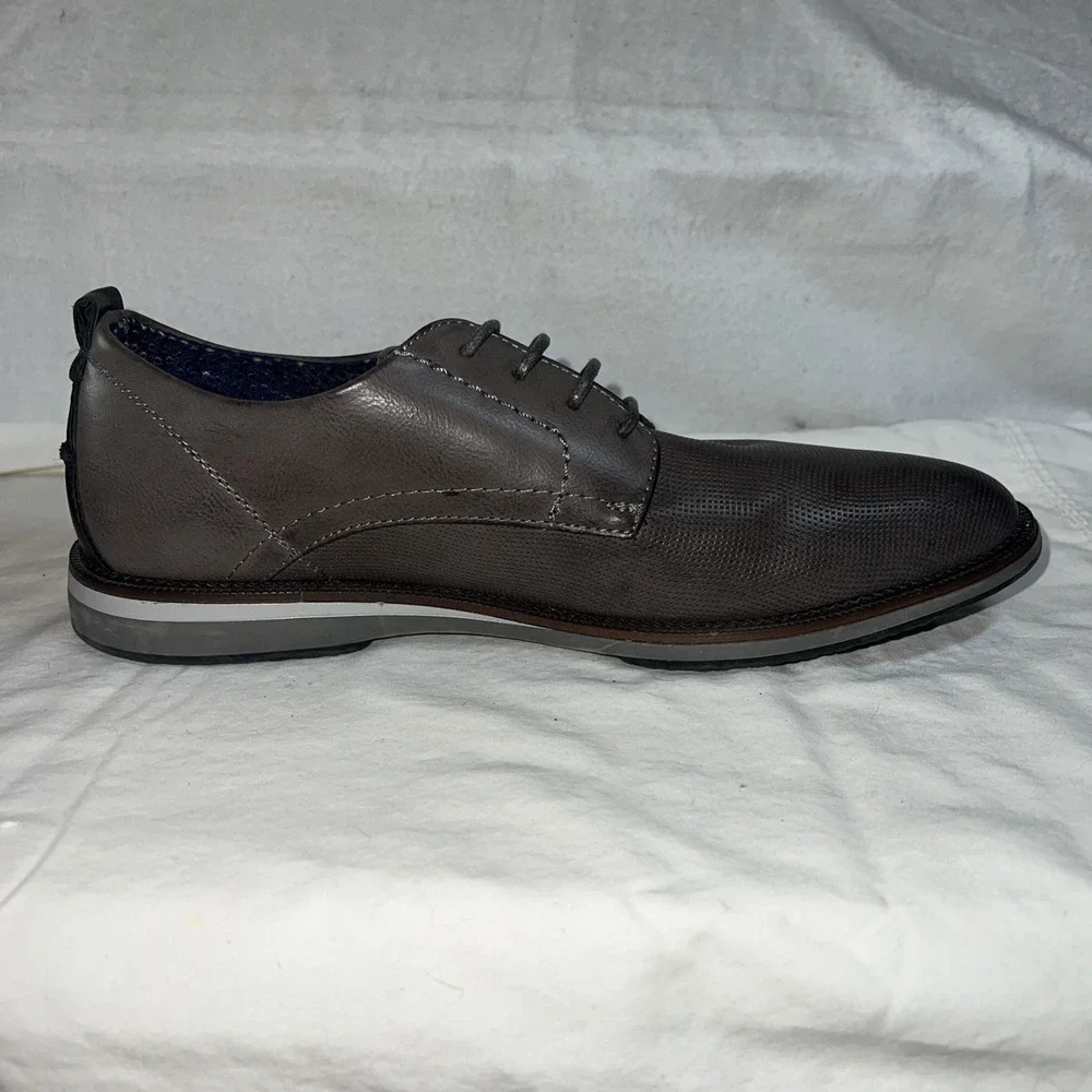 Steve Madden Saben Oxfords Hamis Gray Faux Leather Career Formal Mens Sz 8.5